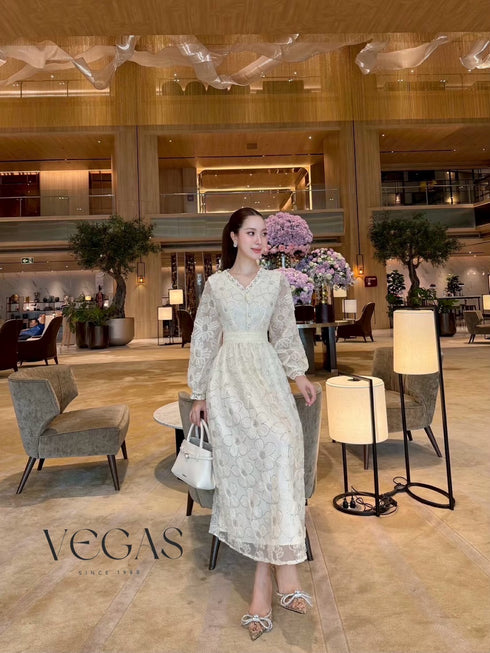 Women Lacey Flower Long Dress